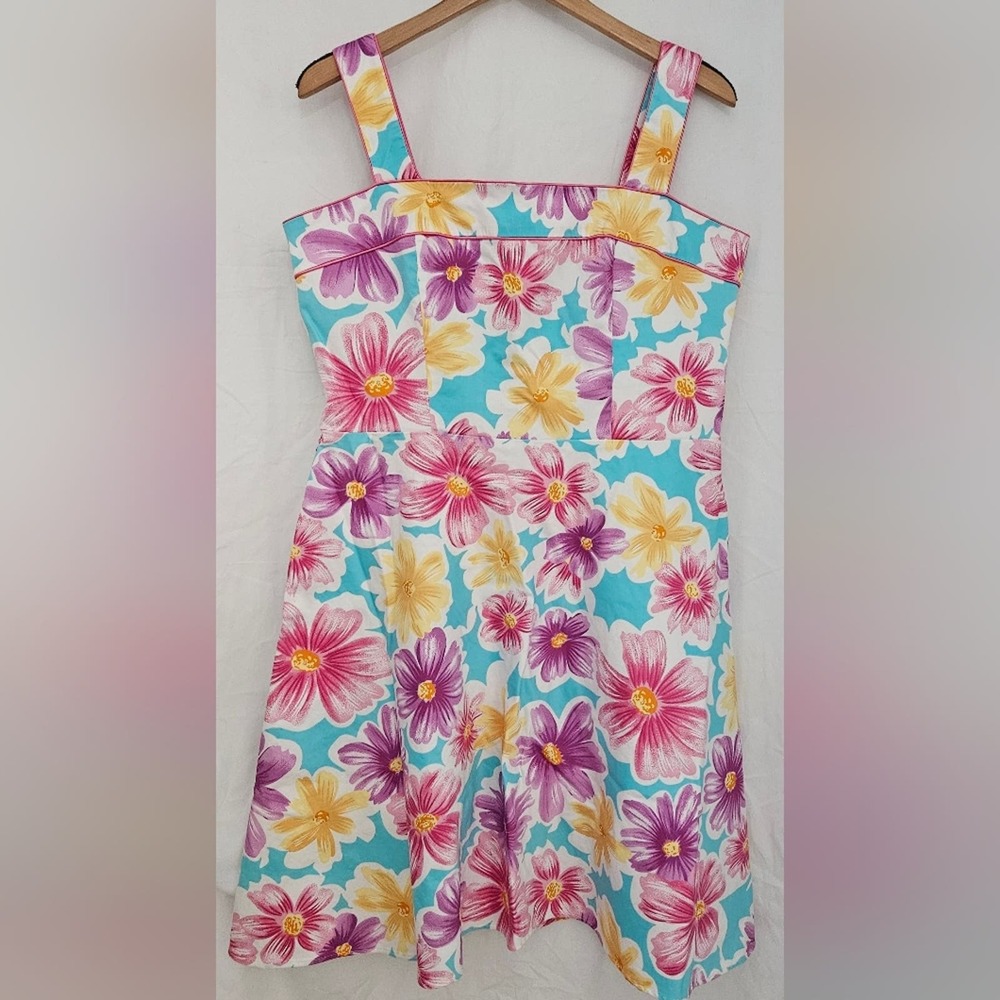 Scarlett Floral Mini Dress in Turquoise, Pink, Purple & Yellow